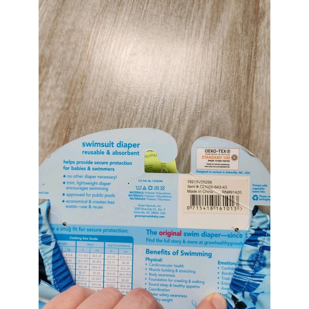 NWT i play iplay green sprouts Swim Swimsuit Diaper Reusable Blue Sharks 12M - Picture 9 of 10